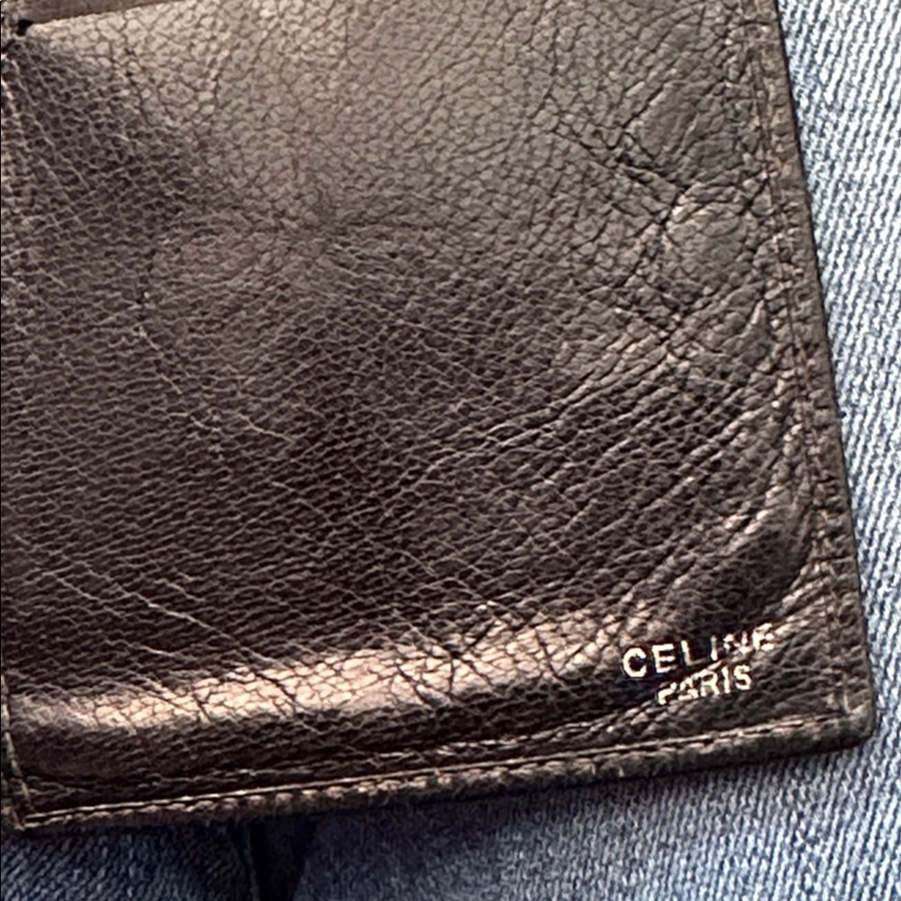 Celine Black Leather long bifold Wallet with Gold Accents / checkbook holder - Picture 5 of 11